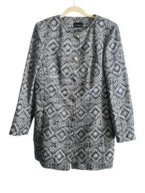 Vintage Your Sixth Sense Jacket Geometric Navy/White Design Size 12 EUR/42